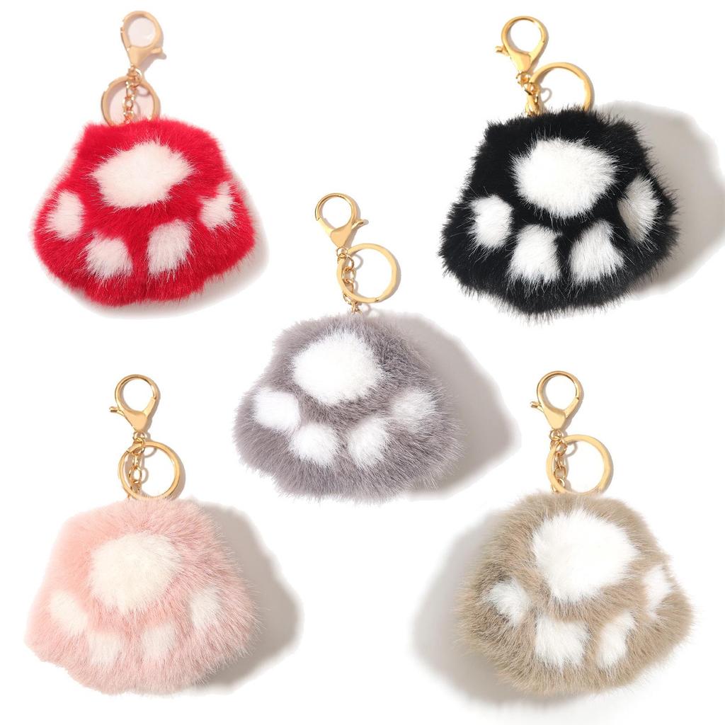 Duoling Mink Fur Kitten Paws Keychain: Cute Plush Handbag & Car Decoration, Small Gift