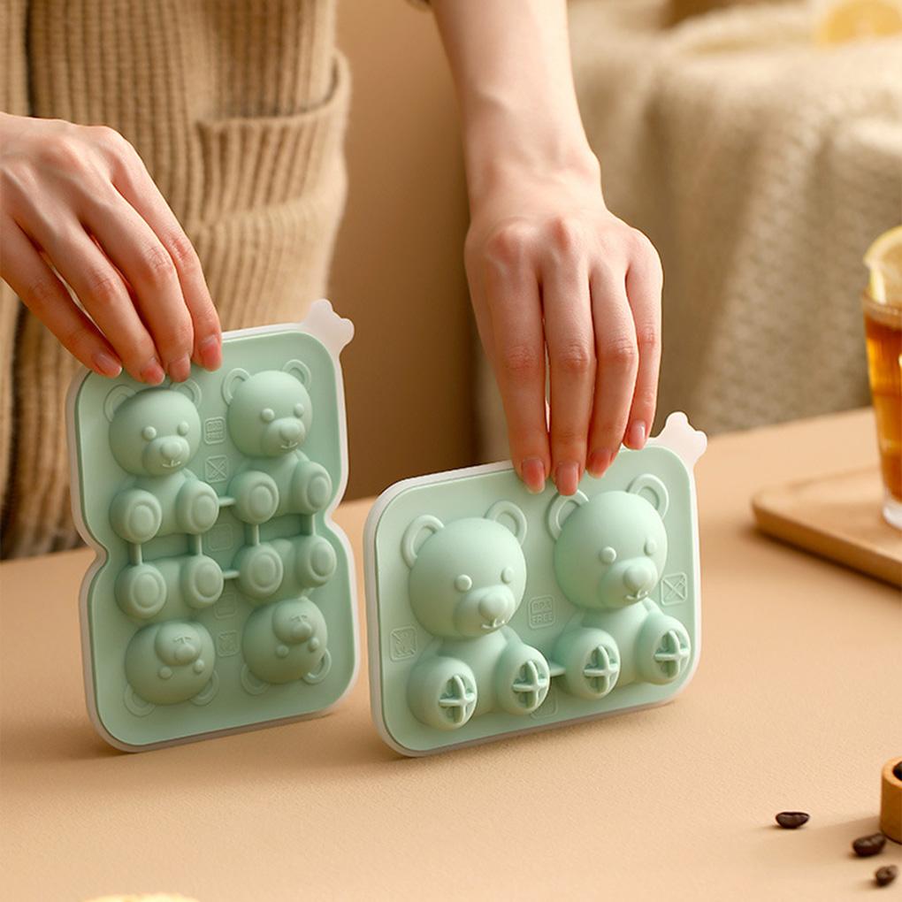3D Little Bear Shape Ice Cube Tray Silicone Mold Silian Little Bear Block Mold Household Ice Cream Box DIY Coffee Milk Juice