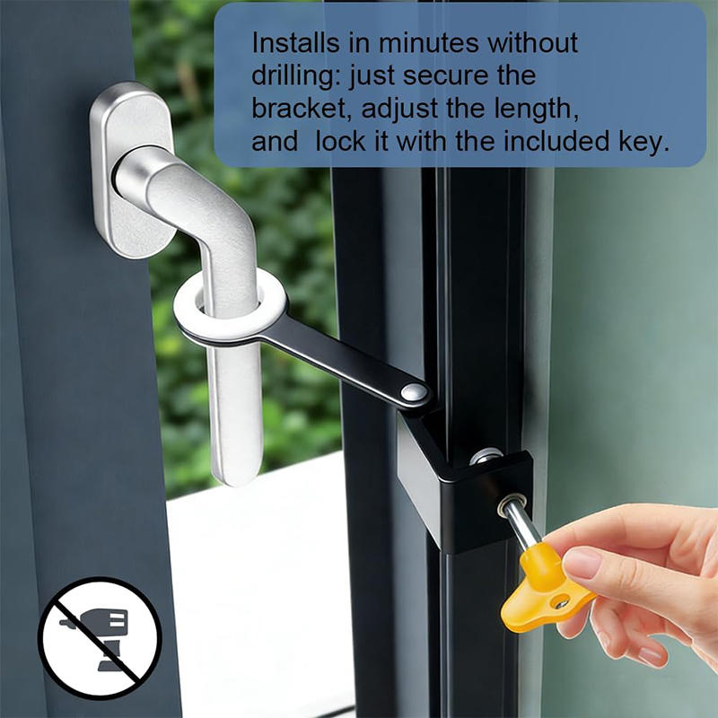 Child Safety Window Restrictor No Drilling Required Adjustable Window Latch Lock Anti-Pinch Safety Limit Stopper