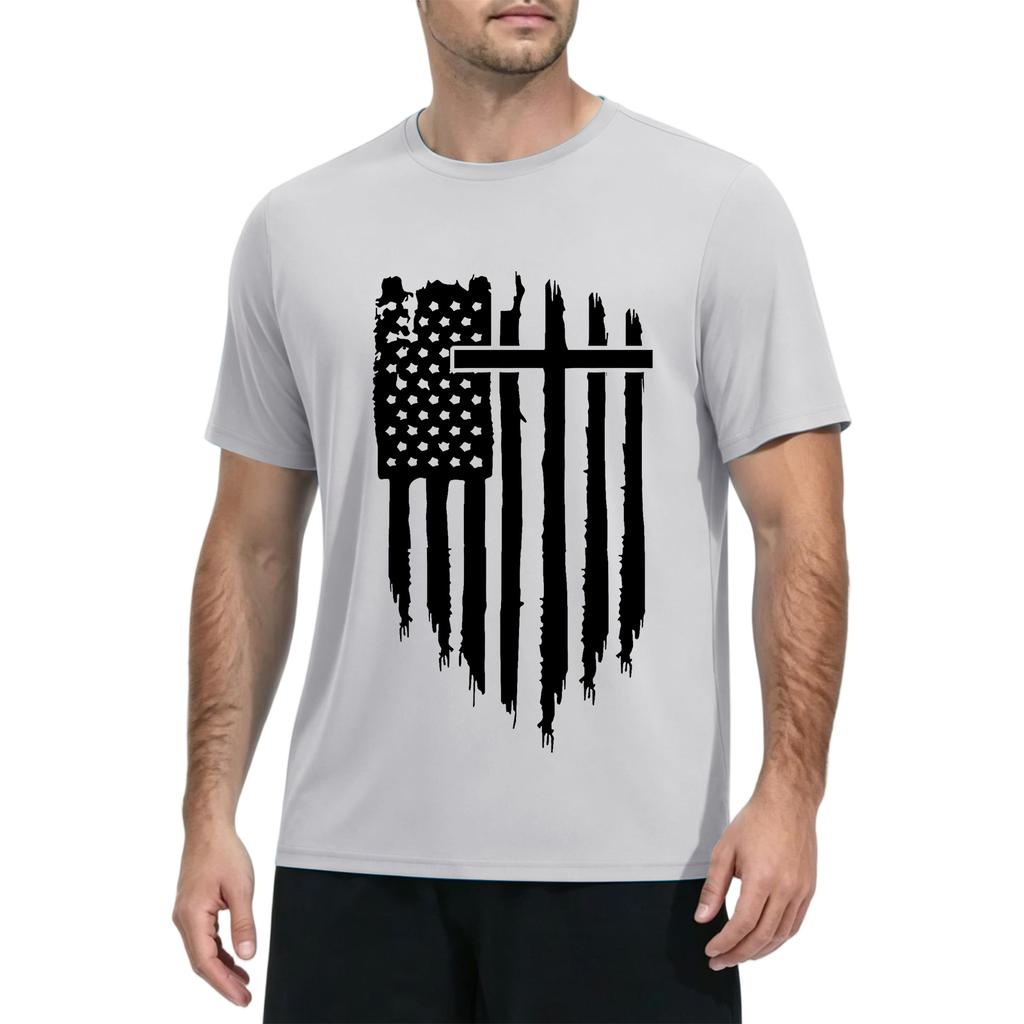 Men’s Short Sleeve Quick Dry T Shirt Lightweight Sun Athletic Gym Workout Top with Graphic Print for Summer Outdoor Sports