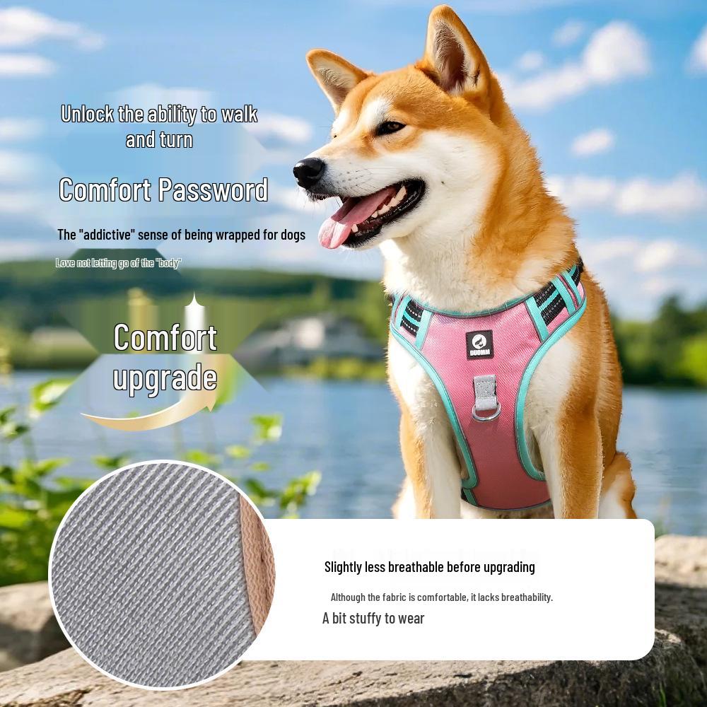 Large Dog Vest-Style Harness with Velcro & Shock-Resistant Leash