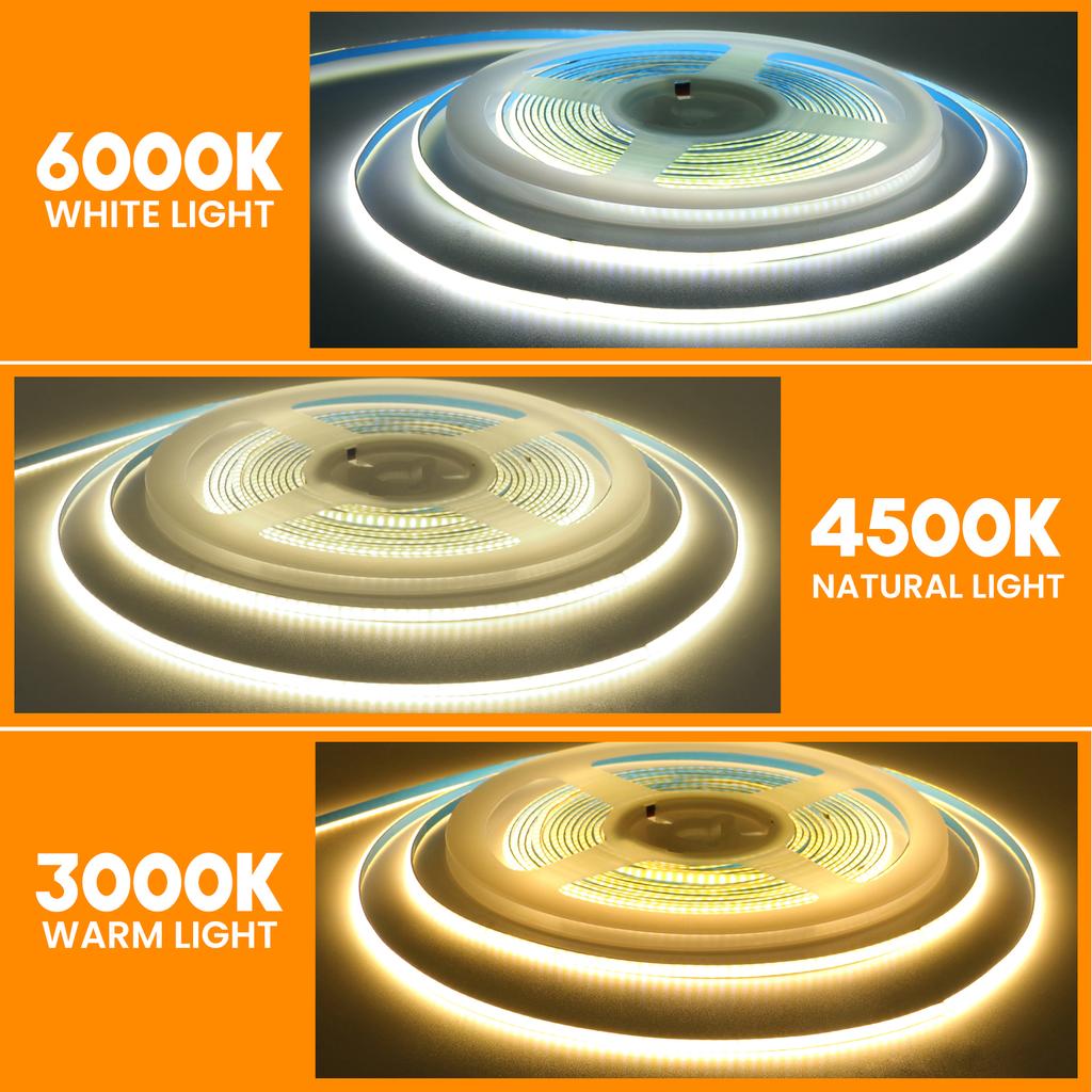 DC 12V 24V COB LED Strip Light 320 384 480 528LEDs High Density Flexible Tape 3mm 5mm 8mm PCB COB Linear Light 3000K 4000K 6000K