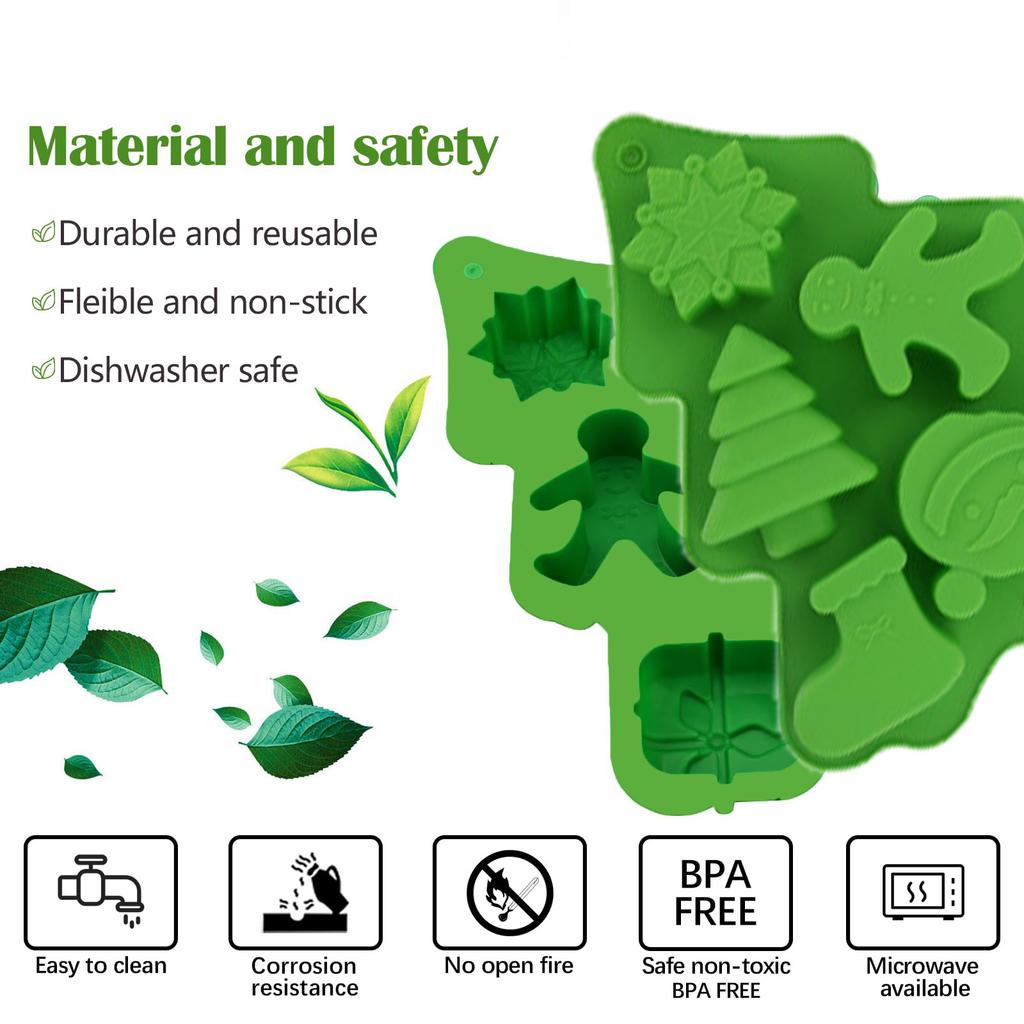 1/5pcs Christmas Silicone Molds Irregular Shapes for Handmade Soap Chocolate & Candy Large Size DIY CakeBaking Kitchen Tools