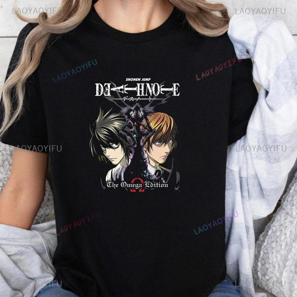 Japanese Anime Death Note Printed T-shirt Top Death Note Unisex Trend Harajuku Short Sleeve Unisex Shirt Graphic Large T-shirt