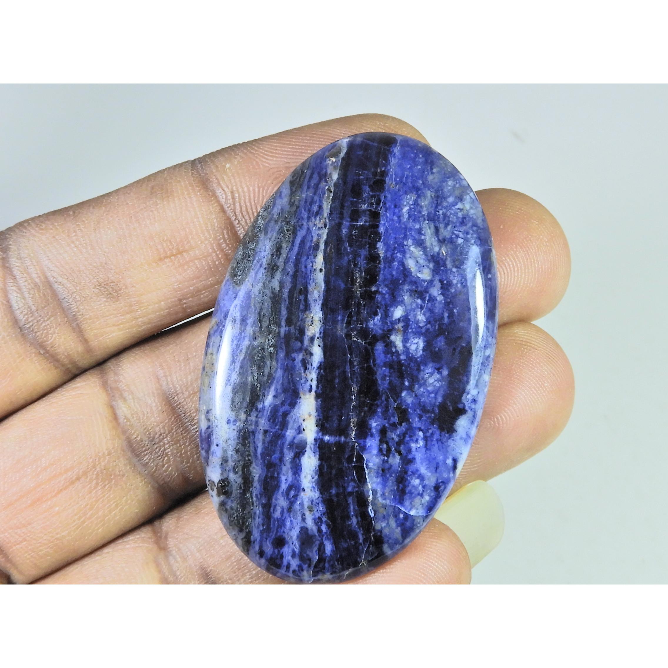80Cts. Natural Blue Sodalite Oval Cabochon Loose Gemstone 32X52X05 MM B-252