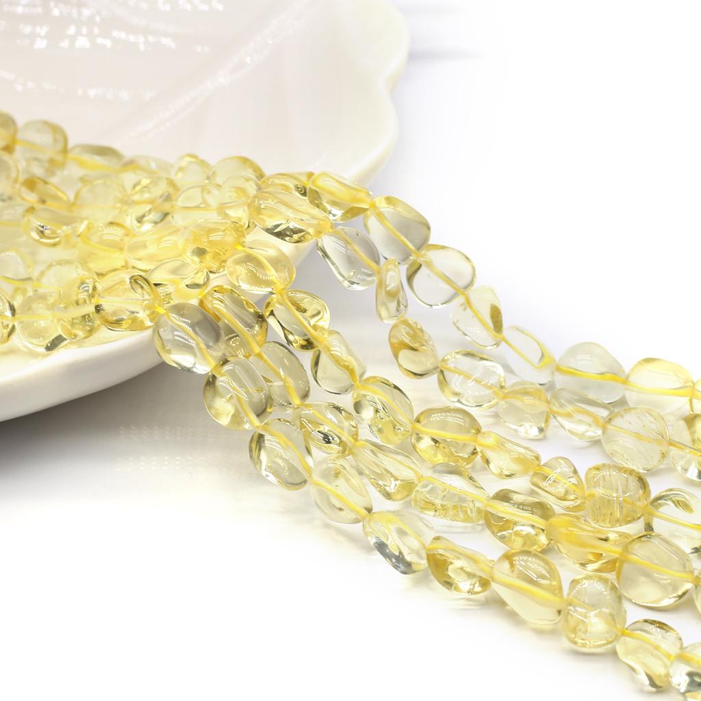 1String Reiki Healing Crystal Beads, Natural Stone Transparency Citrine Amethyst Gems Loose Spacer Beads for Jewelry Making DIY Christmas Gifts 38cm