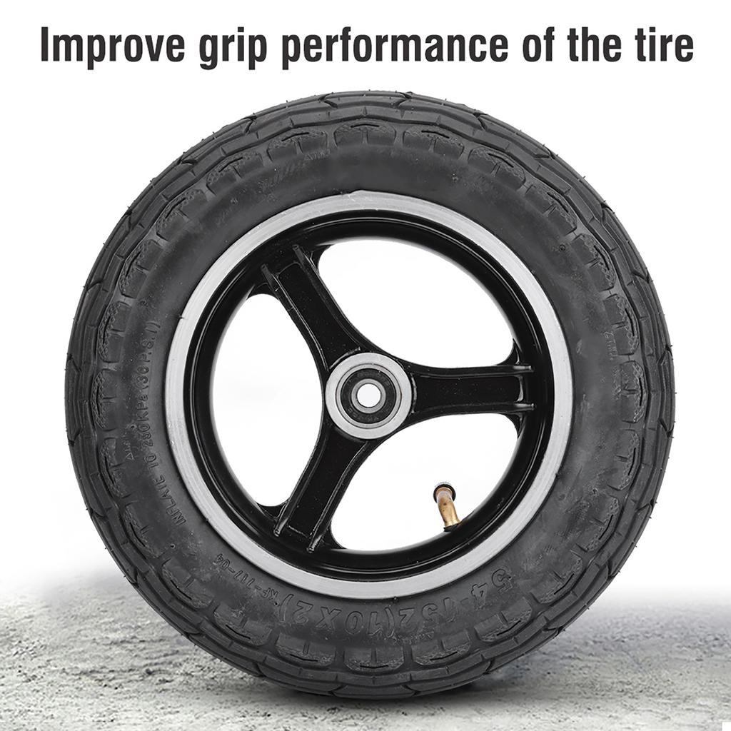 10 Inch Rubber Inflatable Electric Scooter Tire Aluminium Alloy Front Wheel Hub Symmetric Figure