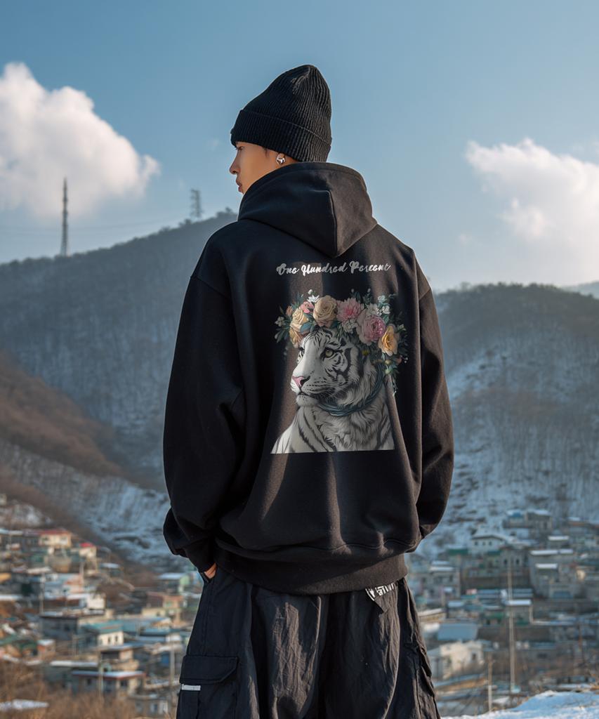 Ohpxharmonia B Flower Crown Fleece Zip-Up Hoodie