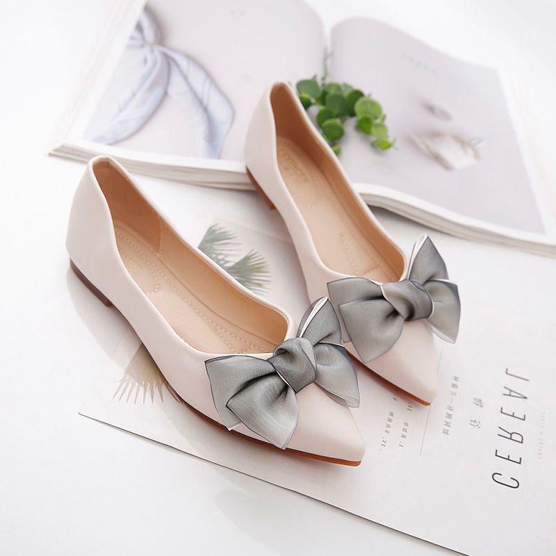 Women's Soft Sole Spring Summer Shoes Pointed Toe Spoon Shoes Shallow Soft Leather Flat Hundred Shoes