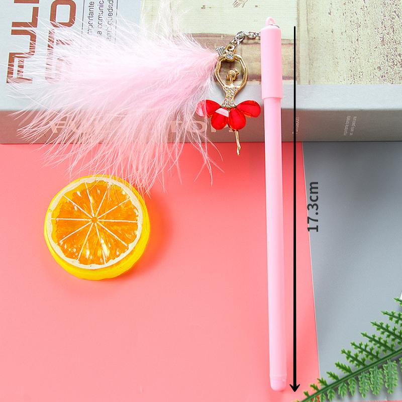 Gel Pen Kawaii Feather Pendant Neutral Pens for School Gift Writing Office Supplies Stationery Novelty Item Stationery Items