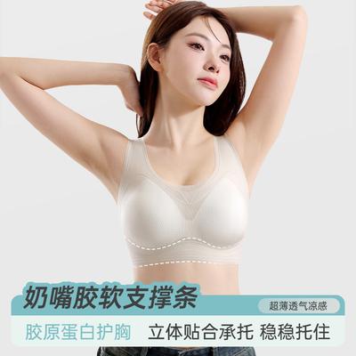 Ultra-thin Seamless Underwear Jelly Strips, Big Breasts, Small Fixed Cups, Soft Support,  Ice Silk Beautiful Back Bra, Thin