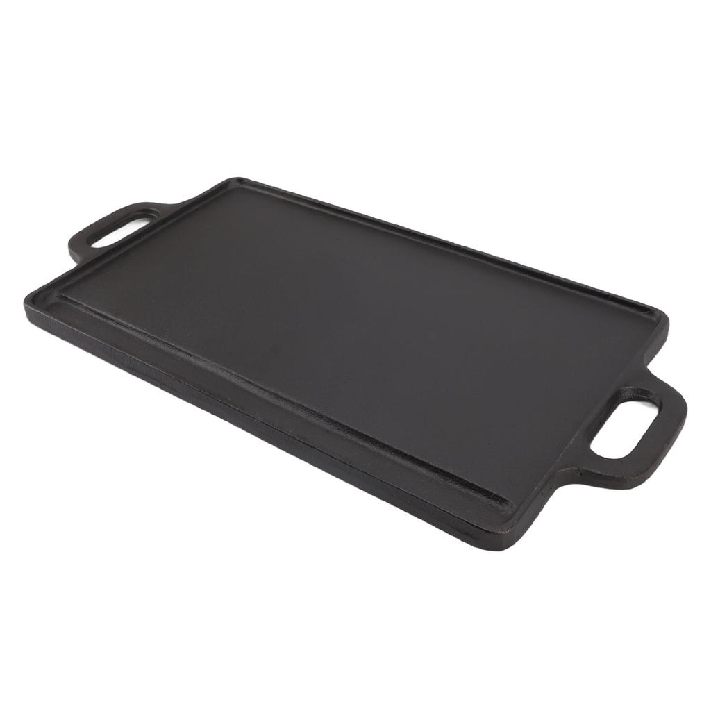 Plaque de cuisson double face en fer Chauffage rapide et uniforme Plaque de grill réversible pour camping en plein air Réchaud à gaz Cuisinière à induction