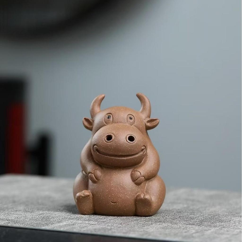 Yixing Zisha Cute Cow Tea Pet Ornament