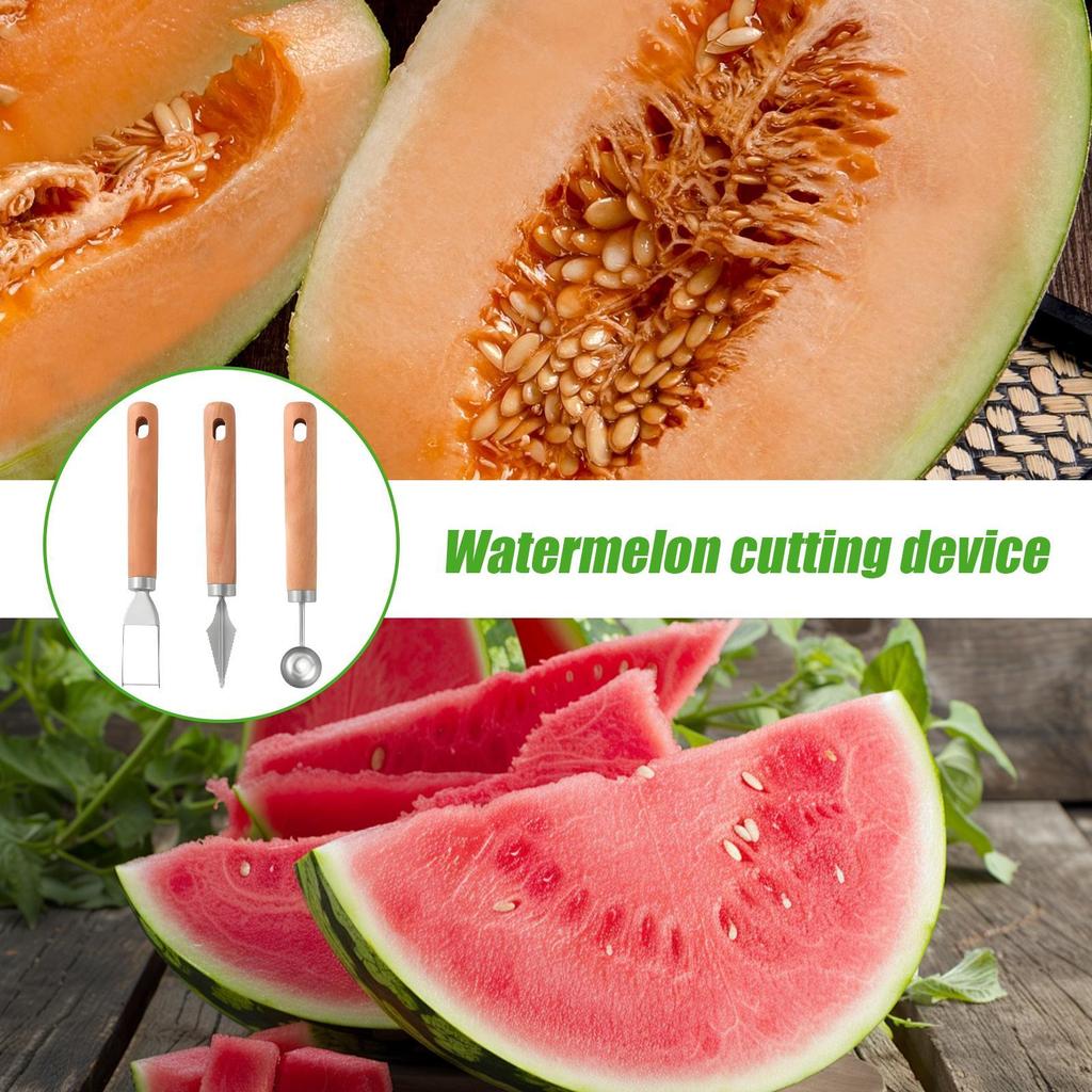 Wassermelonenschneider Slicer Edelstahl Wassermelonen Gabel Schneider 3 Stück Langlebiger Hacken Gadgets Küchenwerkzeuge Für Zuhause