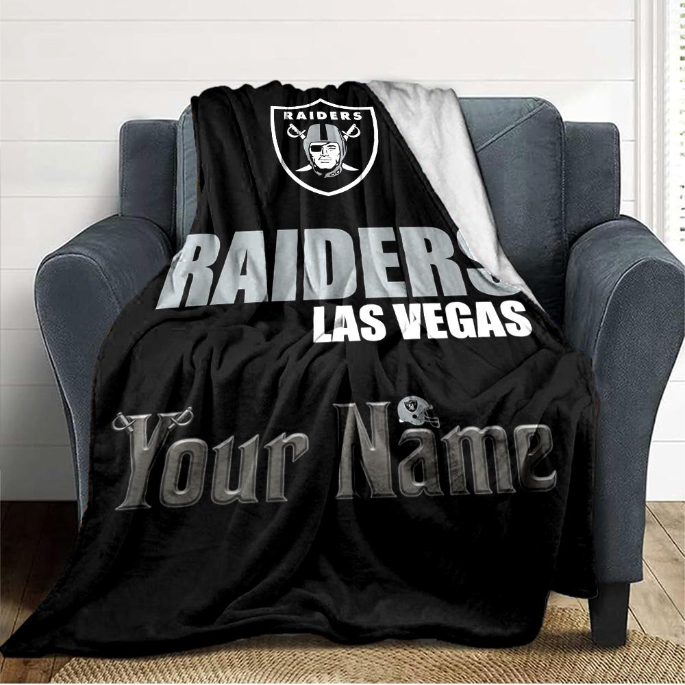 Name Custom Las Vegas Raiders Print Flannel Blanket High Quality Warm Comfortable Cover for All Seasons Perfect for Gifts Home Decor