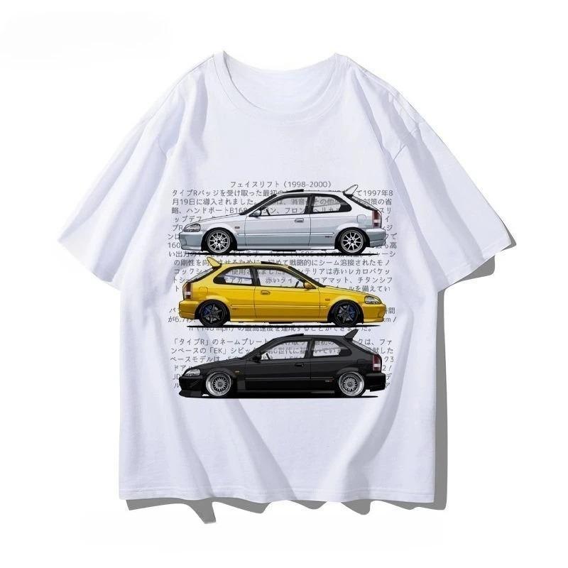 Honda Civic Type R EK9 "Stock & Stance" JDM Oversized Navy T-Shirt | Car Enthusiast Unisex Streetwear Tee