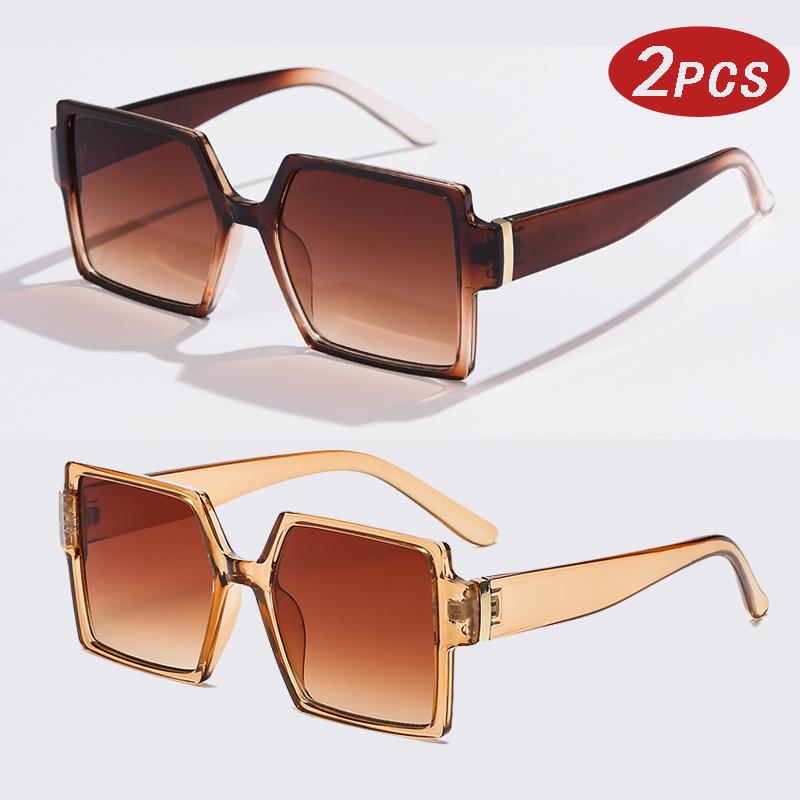Protective Glasses 1/2pcs Vintage Large Frame Square Sunglasses Women Brand Big Frame Female Glasses Fashion Gradient Eyeglasses