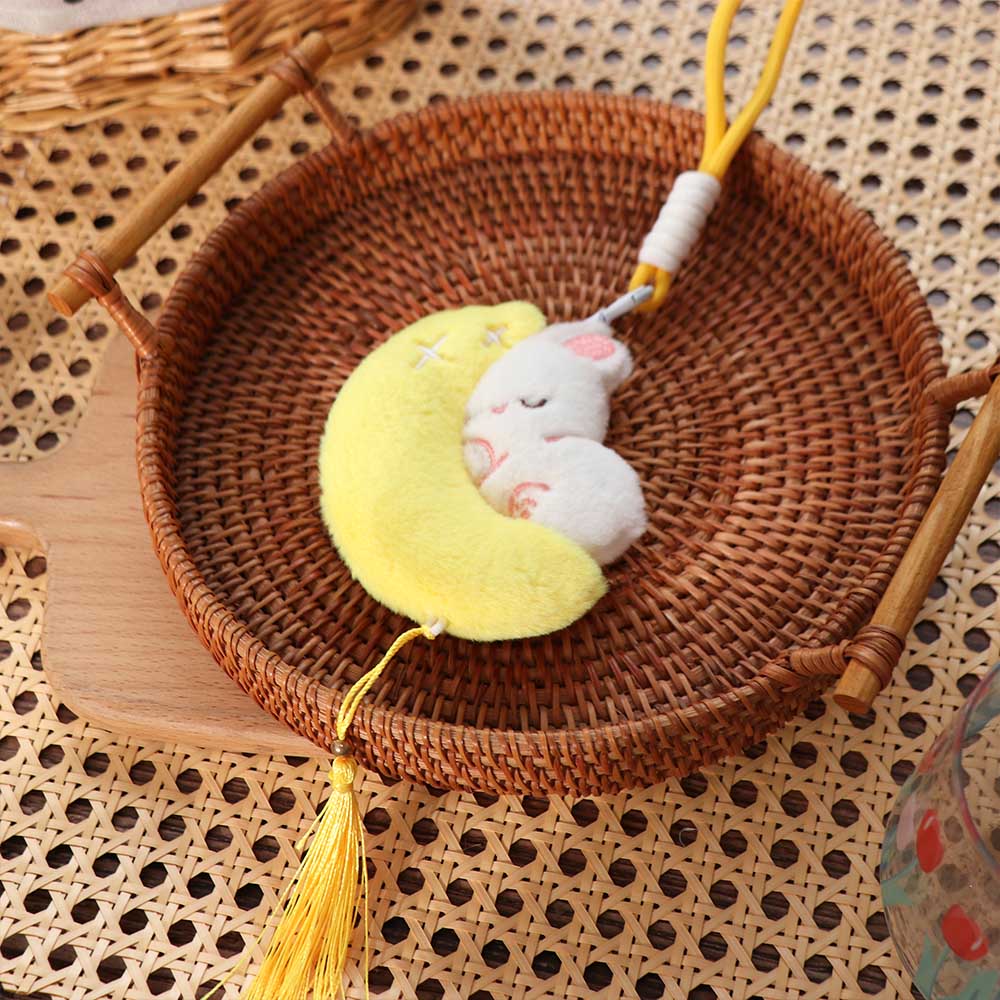 Doll Mid-Autumn Key Chain Fluffy Plush Rabbit Key Ring Moon Bunny Pendant Festival Gift