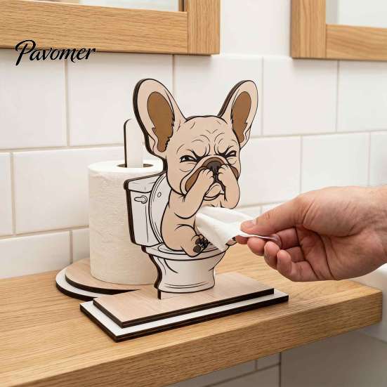 Funny Animal Toilet Roll Stand Paper Holder, Creative Shape Dispenser, Vertical Stable Tissue Unique Housewarming Gift Rack, Solid Wood for