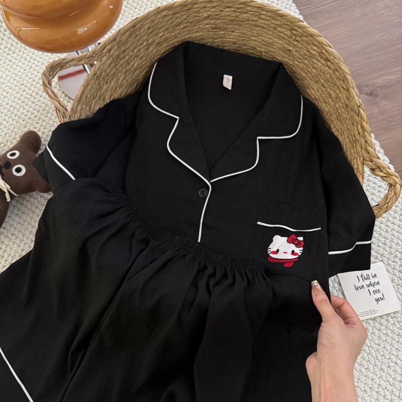 Summer new pajamas women's short-sleeved shorts thin cloud cotton cartoon cute large size Korean version loungewear
