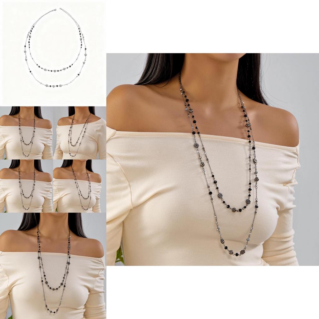 Retro Alloy Layered Female Necklace With Flower Motif For Summer Fashion Accessory