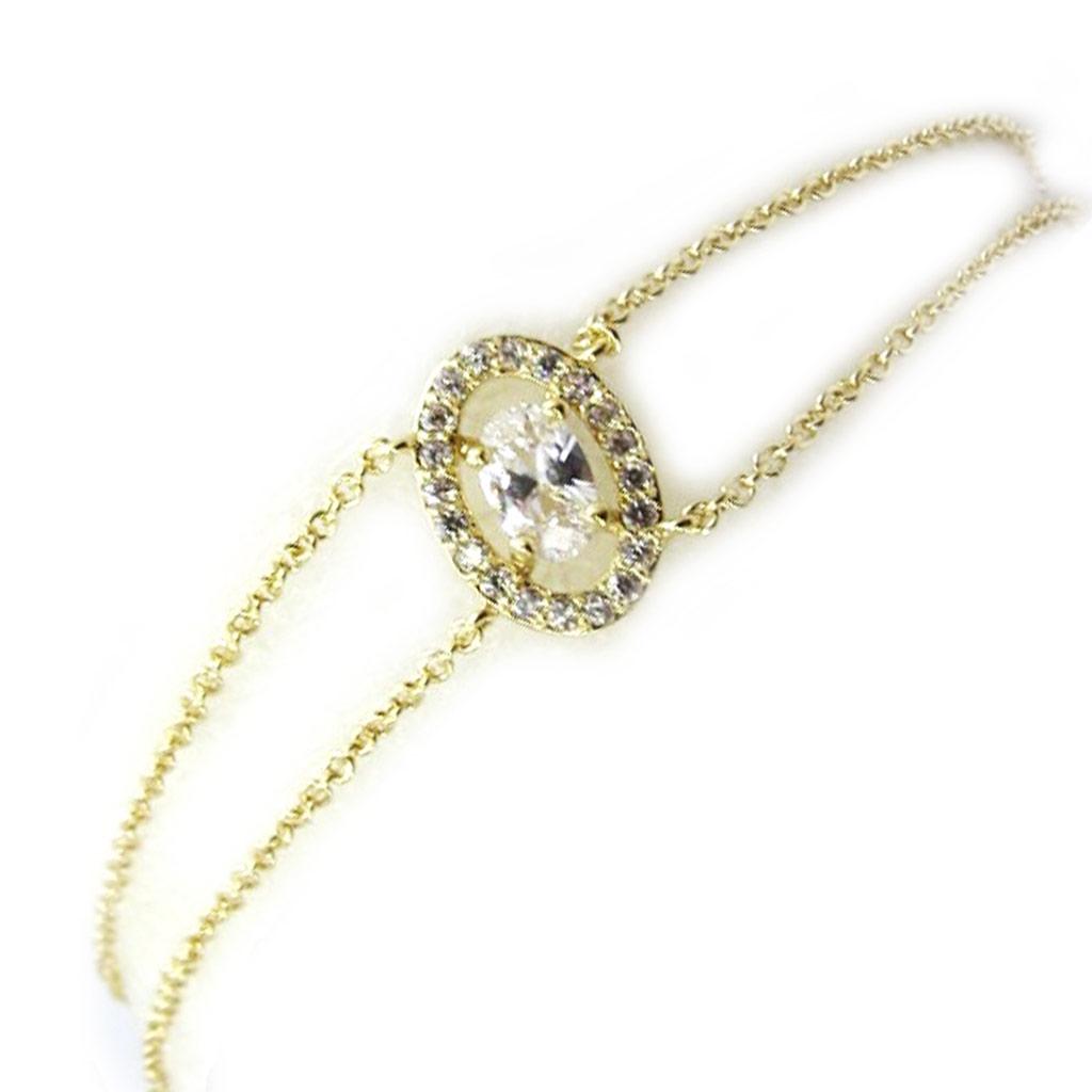 Les Trésors De Lily [L7078] - Bracelet Plaqué or 'Sissi' blanc doré - 12x8 mm