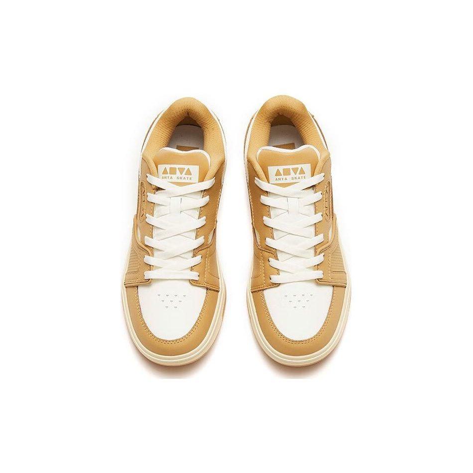 Anta Jie Ao Slip Resistant Abrasion Resistant Low top Skateboard Shoes Women's White Brown 122248026-2