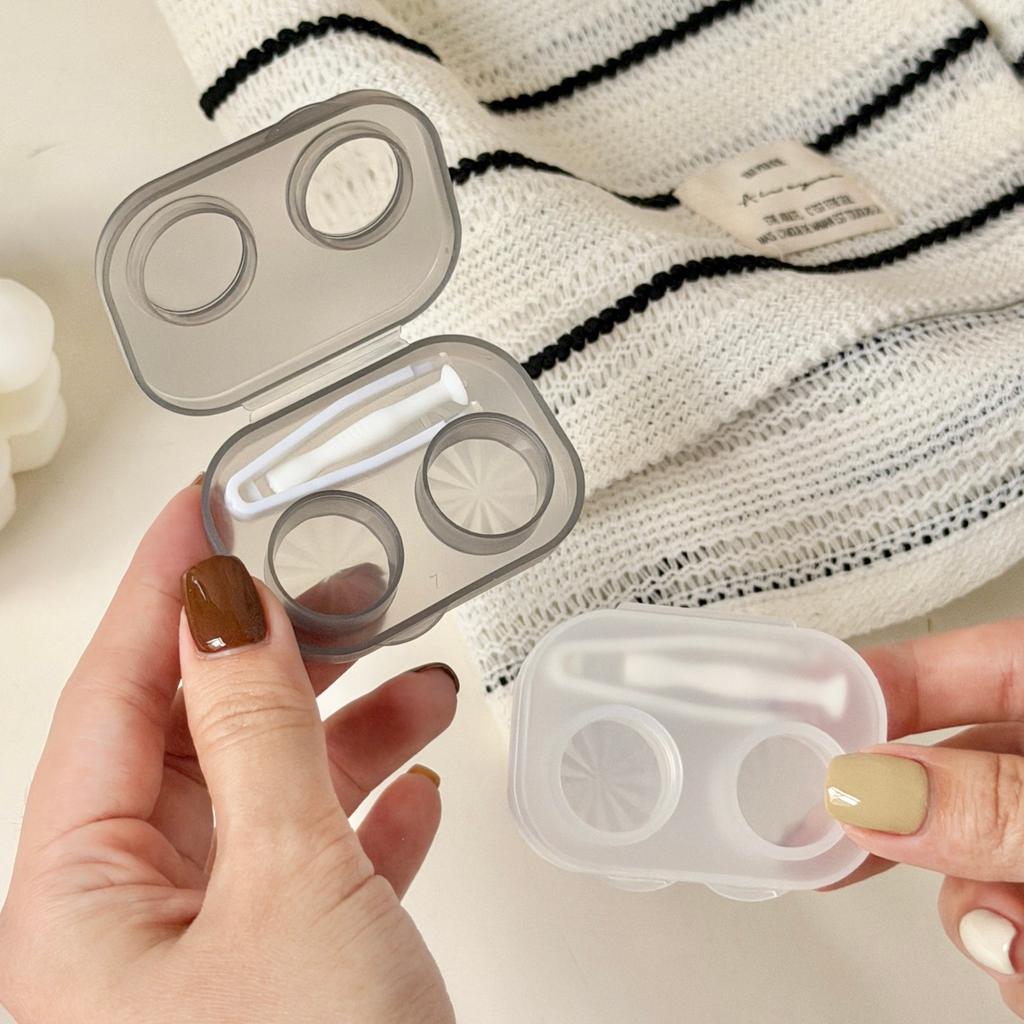 1 peça Caixa de Lentes de Contato Ins Portátil Transparente Caixa Companheira Minimamente Integrada Estojo de Lentes de Contato de Viagem para Meninas com Pinça