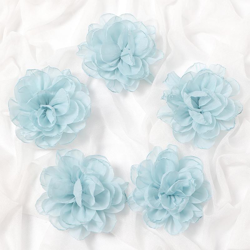 3/5Pcs 10cm Handmade Big Chiffon Fabric Artificial Flowers Head for Headwear Wedding Dress Hats Home Decoration DIY Accessories