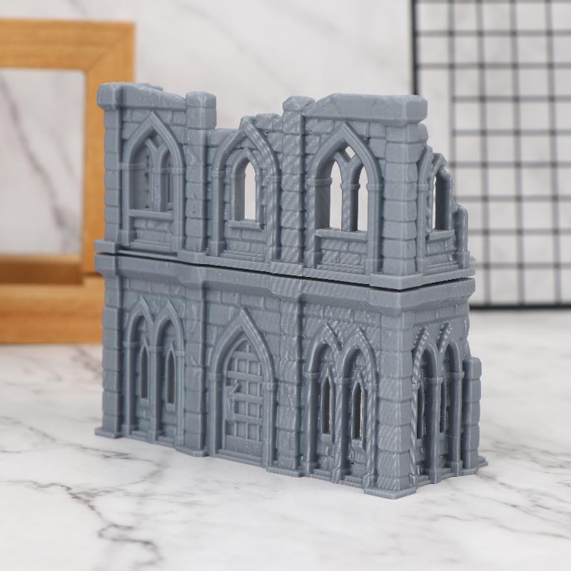 3D Printed Gothic Building Ruins Terrain Scenery Unpainted Mini Building Model Kit For Dnd Wargaming Terrain Scenery Building