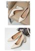 Frühling 2024 Damen Schwarze Plateau-Spitzschuh-Slipper High Heels - Einfacher Koreanischer Stil.