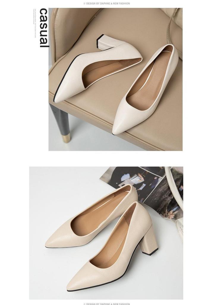 Frühling 2024 Damen Schwarze Plateau-Spitzschuh-Slipper High Heels - Einfacher Koreanischer Stil.