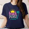 Beach Please T Shirt Bachelorette Vibes Hello Summer Palm Tree Fun