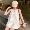 French Korean lace-up vest sleeveless dress women's summer new small bud short skirt set