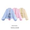 Kaslead New Women Clothes Western Style 3 Color Lace-up Bowknot Decoration Casual Long Sleeve Shirts