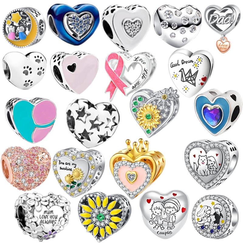 New Heart-Shaped Multiple Series Charm Bead Applicable To Original Plating Copper Jewelry & Diy Making Fine Unique Jewelry Gift