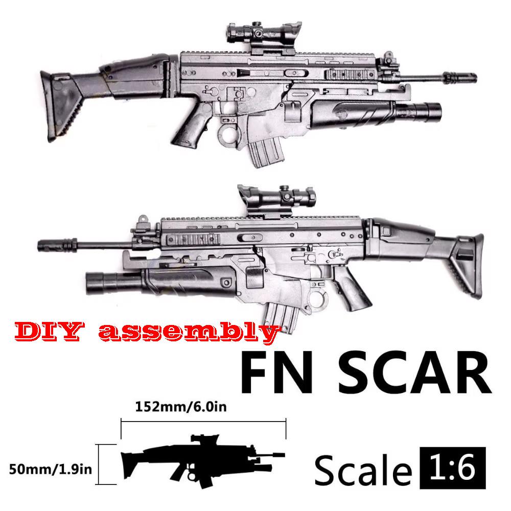 1:6 Scale Toy Mini Gun Model M134 MG42 AK47 98K Rifle Puzzles Building Bricks Assembly Scene Sandpan Game Toy