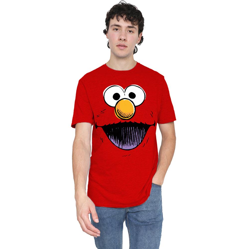 Sesame Street Unisex Adult Elmo Sketch Face Heather T-Shirt