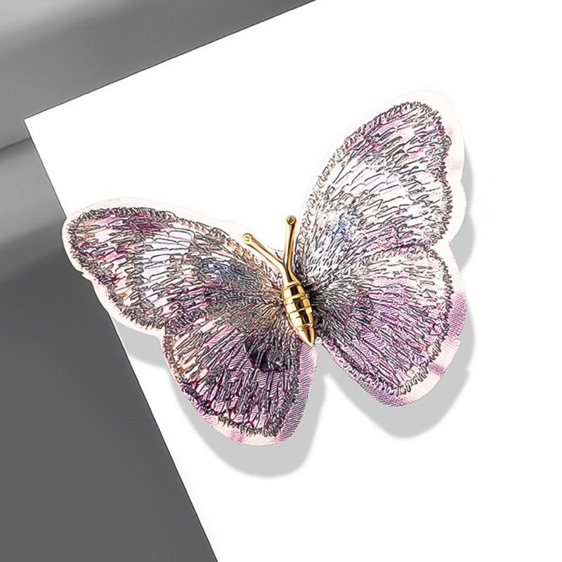 Retro light luxury handmade enamel embroidery butterfly brooch female niche high-end pin DIY high-end corsage