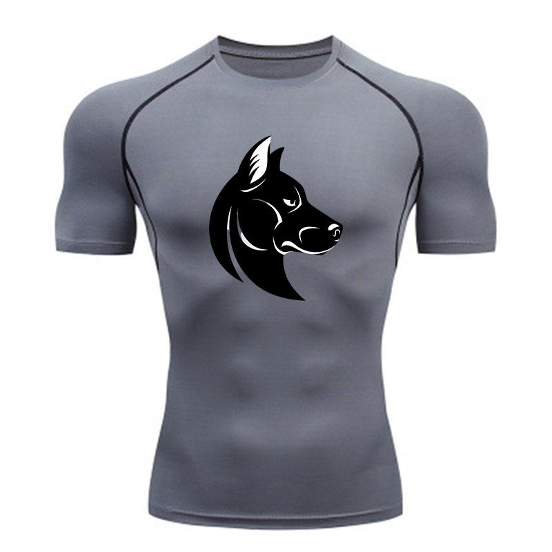 Men's Compression Athletic T-Shirt, Stylish Wolf Head Print