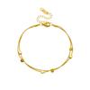 Gold Plated Double Layered Snake Chain Cube Bead Bracelet