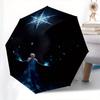 Elsa,Snowflake Fully automatic themed umbrella   8 ribs durable iron frame, tri fold compact design, perfect as a gift, travel umbrella, uni