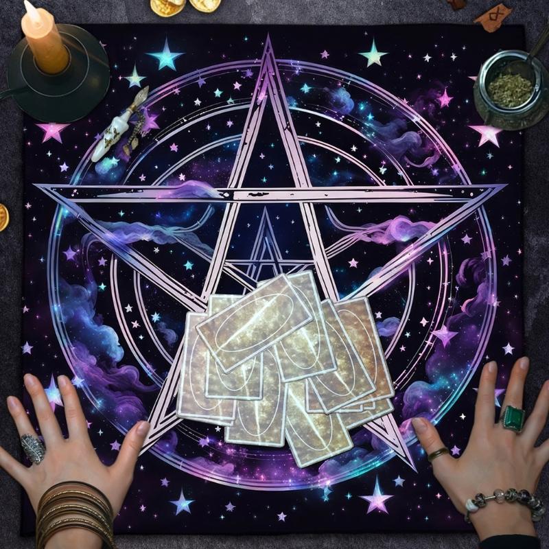 Star Circle Pattern Astrology Tablecloth Tarots Divinations Tablecloth Altars Cloth Divinations Board Game Accessory