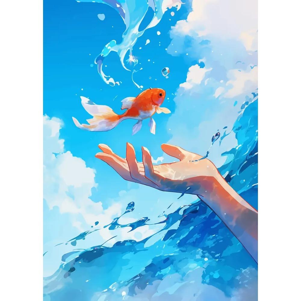 Classic Surreal Golden Koi Fish Posters Fishes Swimming Anime Art Prints Canvas Painting Wall Pictures Home Living Room Decor