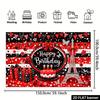 2D Ladybug Birthday Backdrop, Paris Eiffel Tower Banner, Red Black Happy Birthday Party Decor