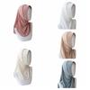 Simple Solid Color Beads Hijab Pull On Style Stretchable Head Wraps Quick Drying Shawls Sun Protection Headscarf Girls