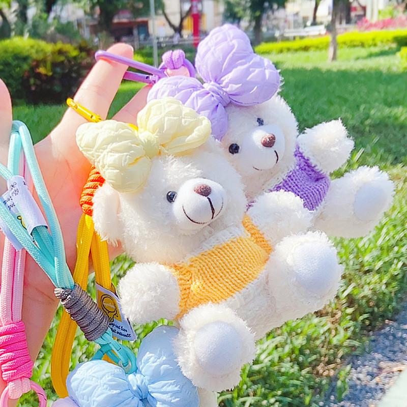 And Adorable Cute Ins Style Bowknot Plush Bear Keychain Pendant Soft Toy Gift