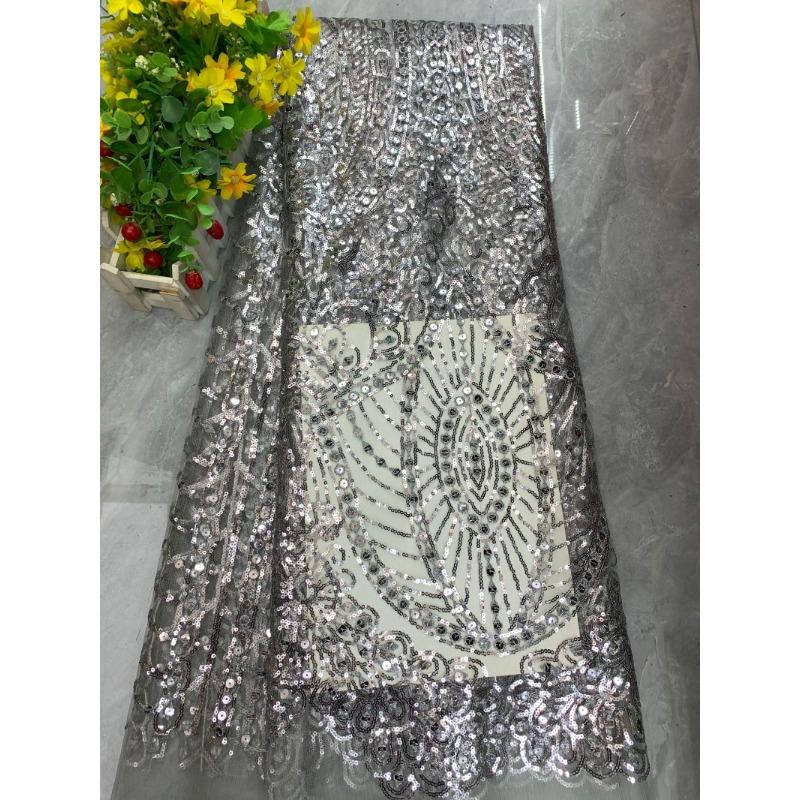 1/3Yards Luxury Sequin Beaded Lace Fabric Embroidered Tulle Mesh Fabric for Wedding Dress Evening Gown Bridal Party DIY Sewing