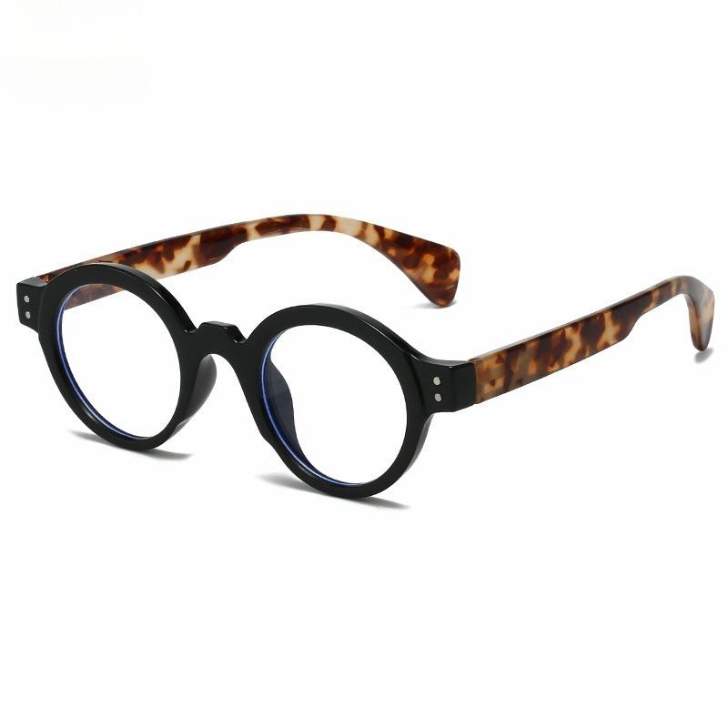 1/4 Pcs Round Fashionable Reading Glasses Spring Leg Anti Blue Light Reading Glasses Thick Texture Elderly Glasses