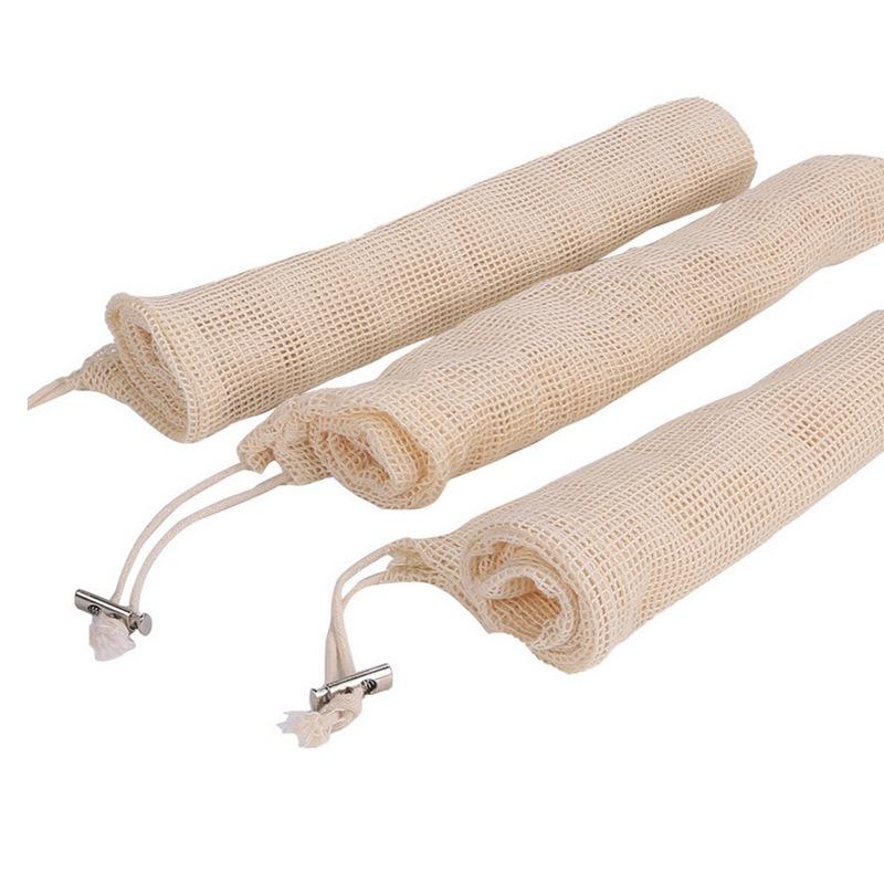 3PCS Reusable Produce Shopping and Storage Bags, Drawstring, Washable Organic Cotton Mesh
